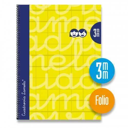 Cuaderno Folio Forrado Rayado 3 Mm Amarillo Lamel.
