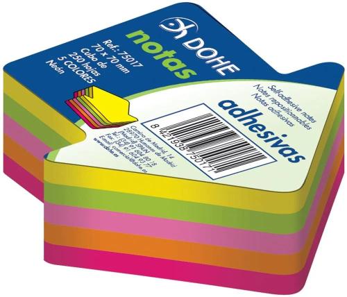 CUBO FLECHA 250 NOTAS 5 COLORES SURTIDOS NEÓN 70X.