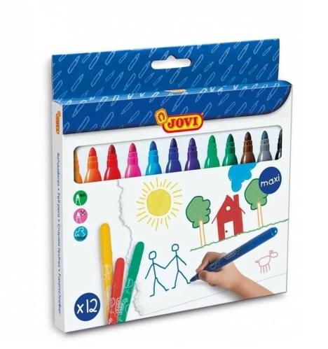 Caixa de 12 Marcadores Maxi Assorted Colored Jovi.