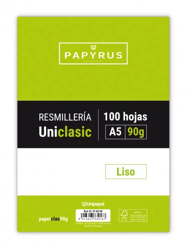 Recambio Paquete 100 Hojas A5 Uniclasic 90 Gr. Li.