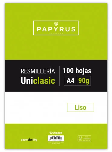 Recambio Paquete 100 Hojas A4 Uniclasic 90 Gr. Li.