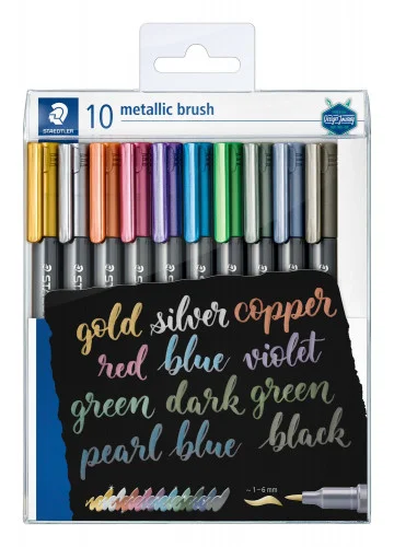 Staedtler Marker Metallic Brush 10 Stück Im Etui, 1-6mm