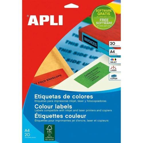 Apli Etiquettes 210x297 Jaunes Jet/Laser/Copieur .