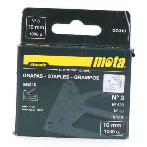 GRAMPOS NÚMERO 3 DE 10mm 1000 UNI GG310 MOTA
