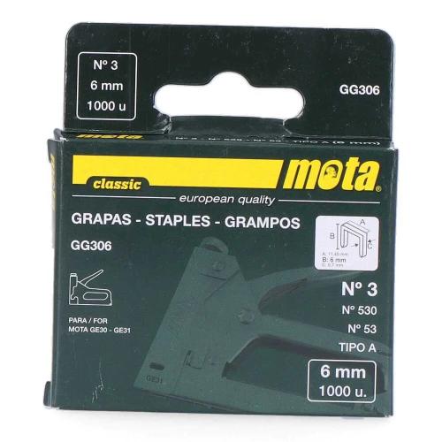 GRAMPOS NÚMERO 3 DE 6mm 1000 UNI GG306 MOTA