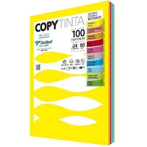 Paquete 100 Hojas A4 80g Colores Surtidos Intenso.