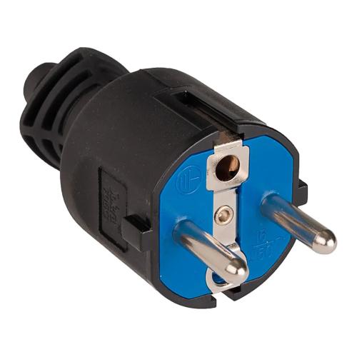 Ficha 2p+T 16a 250v Pvc Preta. Fixação de Cabos Abatível (Retractilado) Solera 706c