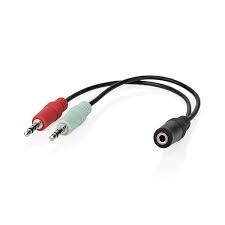Cable de Audio Estéreo | 3.5 Mm Hembra | 2x 3,5 Mm Macho | Chapado En Oro | 0.12 M | Redondo | Caja
