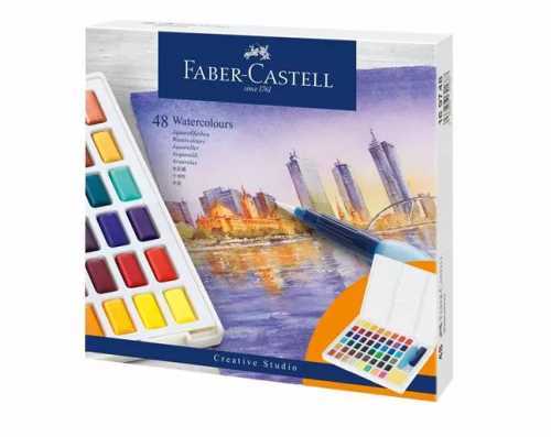 Caixa com 48 aguarelas de estúdio criativo. FABER