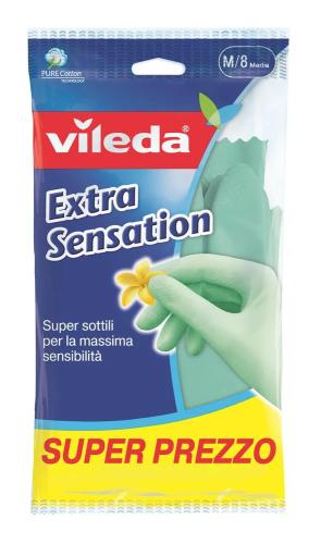 Guantes Vileda Extra Sensation Algodón Verde, Lát.