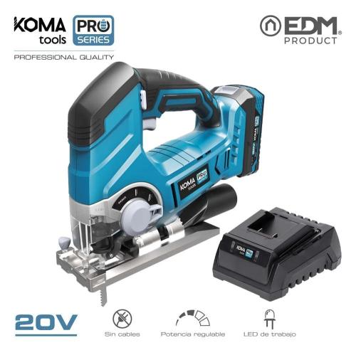 Kit Mala Serra Tico-Tico 20v com 1 Bateria 2.0a. e Carregador 08772. 23x21,5cm Koma Tools Pro Series