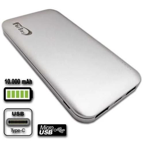 Bateria externa POWERBANK 10000 mah color plateado