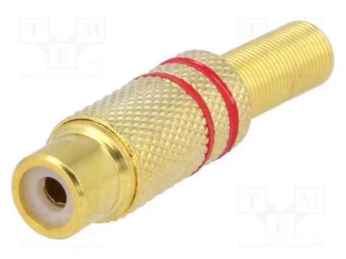 Conector Rca Fêmea Metal Dourado / vermelho