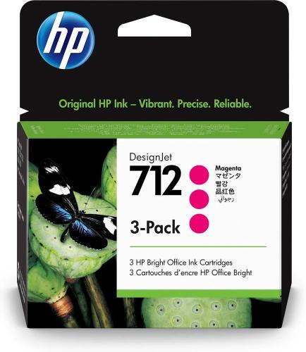 Hp Conjunto de 3 Tinteiros Magenta 712 Designjet .