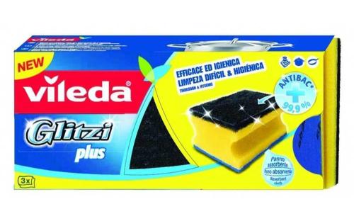 Vileda 139787 Esponja Rectangular de Fibra Negra,.