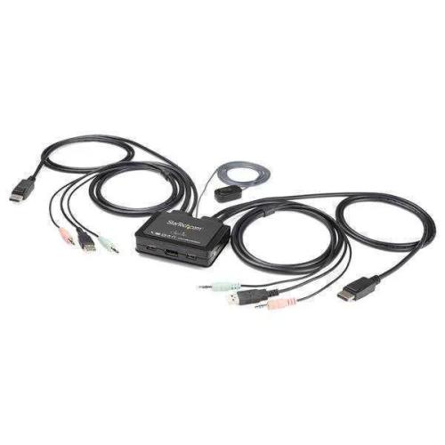 Startech.Com 2 Port Displayport Kvm Switch - 4k 60hz - Uhd Dp 1.2 Usb Kvm Switch W/ 4ft Cables & Aud
