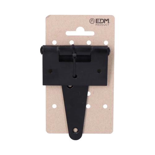 Dobradiça T 100x75mm Hº Epóxi Preto em Cartão Sus.