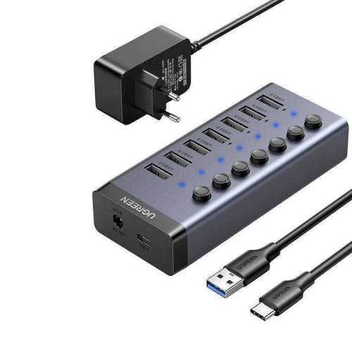 Rozbocovac Ugreen 7v1 Usb-C, 7x Usb-A 3.0 12v 2a (Cerný)