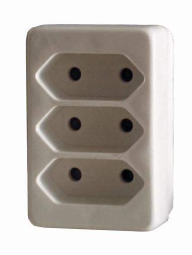 Tomada Dominó 3x2,5A Branco