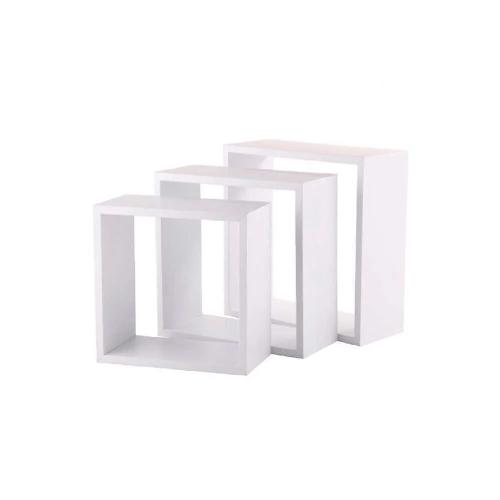 Conjunto de 3 prateleiras tipo cubo branco 3 tama.