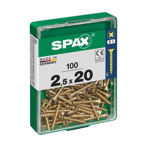 Caixa 100un Parafuso Madeira Spax Cab. Plana Yell.