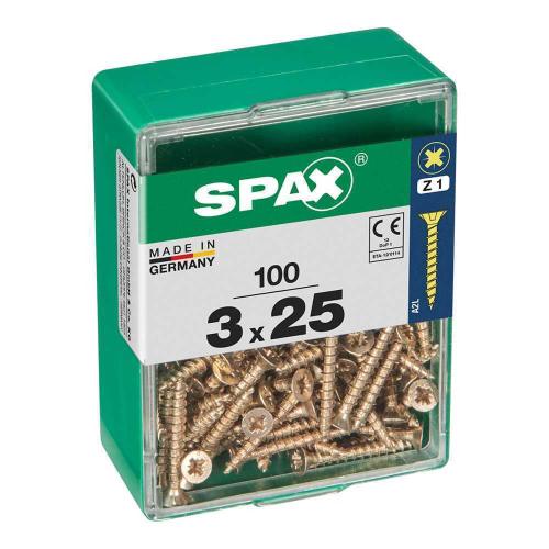 Caixa 100un Parafuso Madeira Spax Cab. Plana Yell.