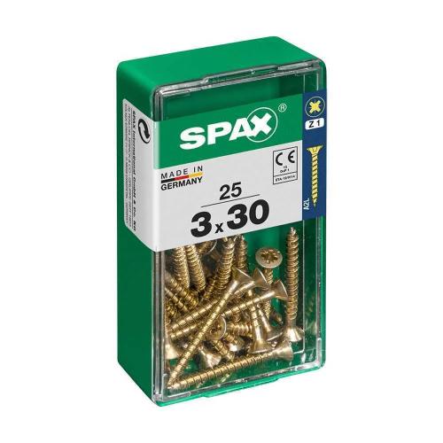 Caixa 25 Unid. Parafuso Madeira Spax Cabeza Plana Yellox 3,0x30mm Spax