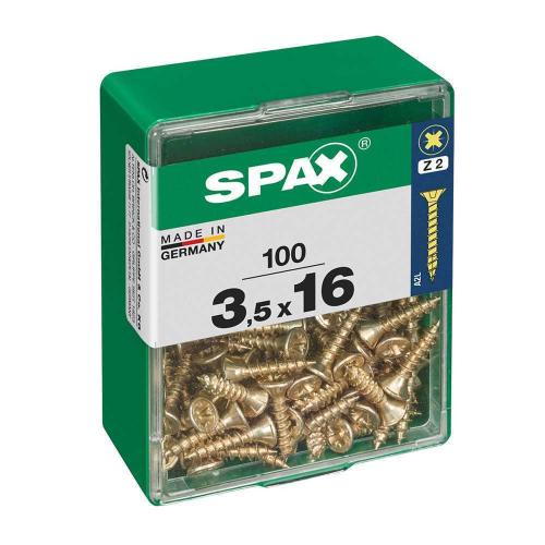 Caixa 100un Parafuso Madeira Spax Cab. Plana Yell.