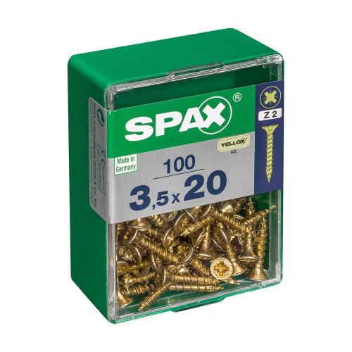 Caixa 100un Parafuso Madeira Spax Cab. Plana Yell.