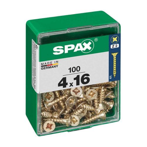 Caixa 100un Parafuso Madeira Spax Cab. Plana Yell.