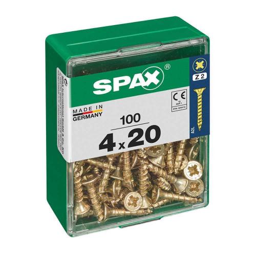 Caixa 100un Parafuso Madeira Spax Cab. Plana Yell.
