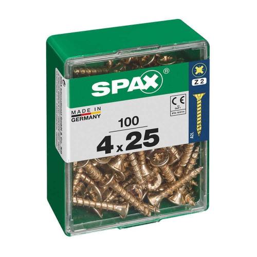 Caixa 100un Parafuso Madeira Spax Cab. Plana Yell.