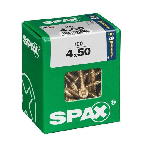 Caixa 100un Parafuso Madeira Spax Cab. Plana Yell.
