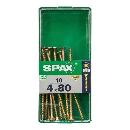 Caixa 10 Unid. Parafuso Madeira Cabeza Plana Yellox 4,0x80mm Spax