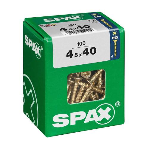 Caixa 100un Parafuso Madeira Spax Cab. Plana Yell.