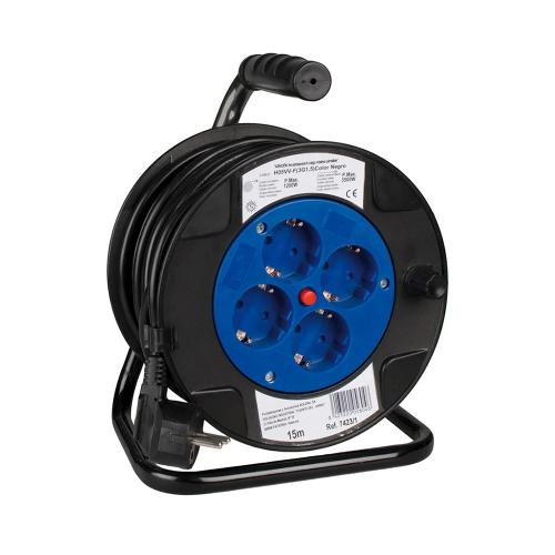 Enrolador De Cabos 15m 3x1,5 Com 4 Tomadas Bipola.