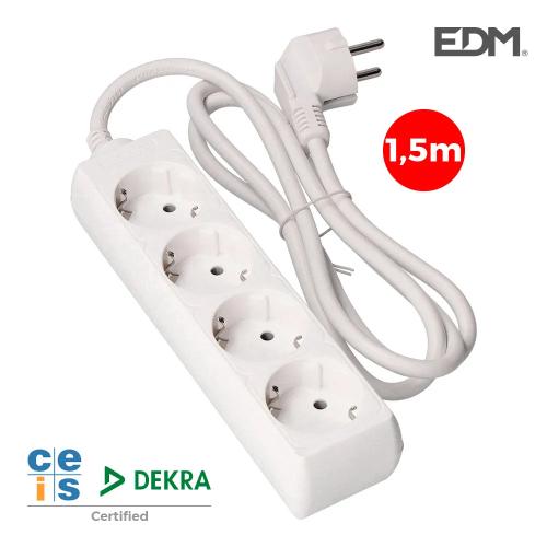 Bloco 4 Tomadas Schuko 1,5m 3x1,5mm