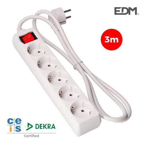 Bloco 5 Tomadas T/Tl com Interruptor 3m 3x1,5mm