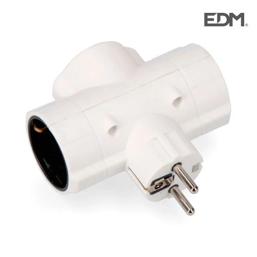Ficha Tripla 16A 250V Embalado Edm