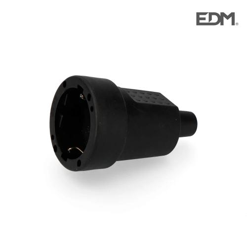 Ficha Femea Borracha 10/16A 250V Preta Embalada Ed
