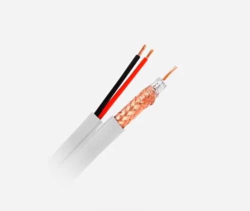 Cabo Combinado - Mini Rg59 + Alimentação Siames - Bobine de 100 Metros - Cobertura de Cor Branca - D