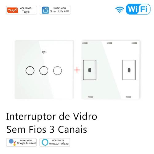 Interruptor em Vidro 3 Canais RF