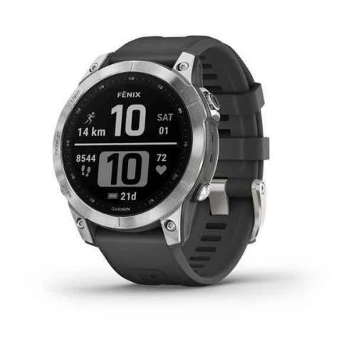 Smartwatch Fénix 7 47mm Standard Edition Silver W/ Graphite Strap - Garmin