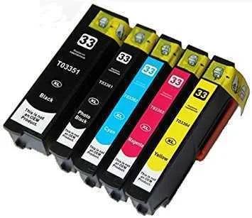 Conjunto 5 Tinteiros Compatíveis Epson 33 XL - re.