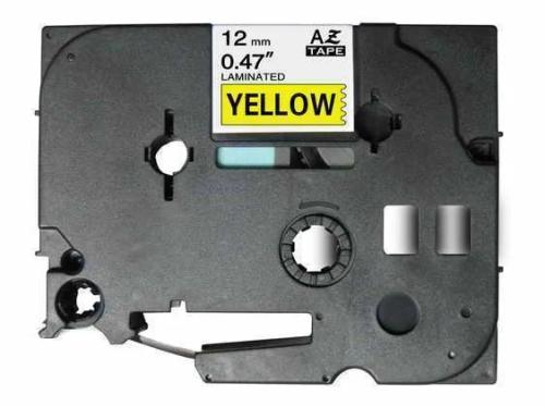 Fita Laminada Compatível Brother Tze-631 - 12mm X 8 Metros Preto/Amarelo