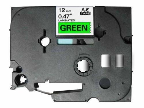 Fita Laminada Compatível Brother Tze-731 - 12mm X 8 Metros Preto/Verde