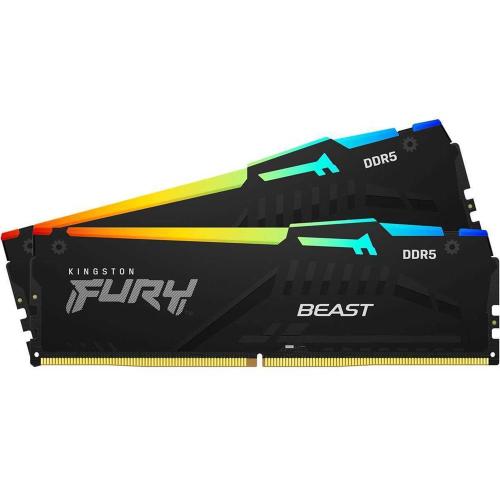Memória RAM Kingston Fury Beast RGB 16gb (2x8gb) Ddr5-5200mhz 1r Cl40 Preta