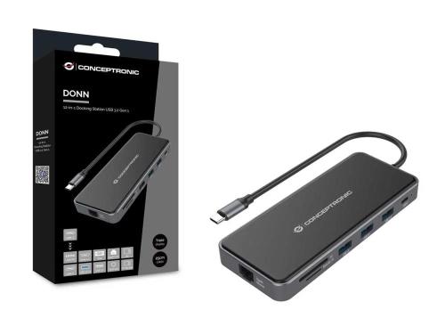 Conceptronic Dock Usb-C->2xhdmi,Gbe,2xusb3.0,Sd,Pd 0.25m Gr
