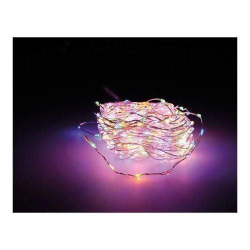 Grinalda Micro LED Extra Dense Multicor Intermitente 14m 567 Leds Cabo Prateado.
