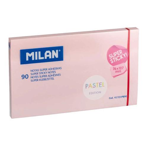Bloco de 90 Notas Super Adesivas Rosa Pastel 76x127mm Milan